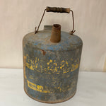 € Vintage Eagle Mfg Co. 2 Gallon Utility Gas Can Blue & Yellow Wood Handle No Caps