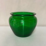 a** Vintage Green Depression Glass Ribbed VASE Tobacco Jar National Potteries Decor