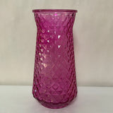 ~€ Pink Glass 9” Diamond Cut Cylinder Flower VASE  Decor by Paula