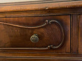 Vintage 4 Drawer DRESSER with Removable Mirror Queen Anne Legs Ornate Pulls Walnut Finish Buffet