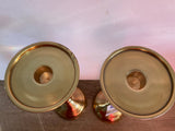 a** New Pair/Set of 2 Better Homes & Gardens Gold Brass Pillar & Taper Candlesticks Candleholders