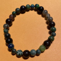 New Green & Black Glass Beads Stretch Beaded Bracelet for Men/Womens/Teens Yoga