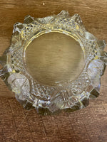 ~ Vintage Clear Heavy Pressed Carnival Glass Ashtray Round
