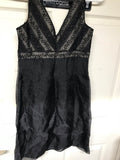 Womens Sz 0P Petites ANN TAYLOR Black Silk Dress Sheer Cocktail Party Lined