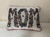 Small “MOM” Tapestry Decorative Pillow Floral Butterflies 13”x9.5” Red Back