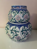 a* Vintage Pink & Blue on White Ginger Jar Vase (No lid)