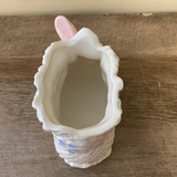a* Vintage Ceramic PLANTER Pink Bow Baby Bootie Nursery