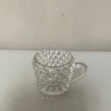 a** Vintage Mini Clear Glass Cup w/ Handle Studded Knubbed