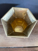 a** Hammered Brass 10.25” Brass Vase Flower Pot Hexagon