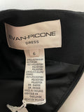 Womens Sz 6 EVAN PICONE Black Long Sleeve Layered Sheath Dress Zipper Lined