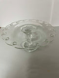 €€ Vintage Indiana Glass Teardrop Cake Stand Pedestal Footed Plate Clear 10.5”x5”