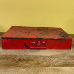 *Vintage Rustic Red & Gray Metal Assortment Box Mighty