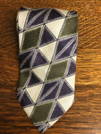 Mens BACHRACH Italy Silk Neckware Tie Necktie Geometric Triangle Green Purple White