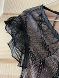 Womens Juniors CDW Creative Design Works Black Lace Overlay Dress Top Medium