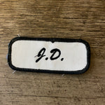 Used Black “JD” Silk Screen Sew on Name Patch Tag