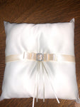 Wedding Ceremony Ivory Satin Rhinestone Ring Bearer Pillow Cushion