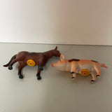 a* Vintage Set/2 Luckystar Play Animals Horse & Pig Figurines Schleich China 1990s