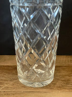 ~€ Vintage Crystal Bouquet Etched Pressed Glass 10.25” Flower Vase