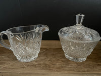 a** Vintage Crystal Cristal d’Argues Creamer and Sugar Bowl with Lid Set France with Box