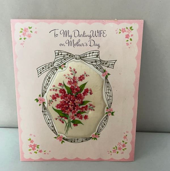 a* Vintage Used Mother’s Day Darling Wife Greeting Card Crafts Scrapbooking