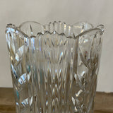 a** Heavy Crystal Glass 8” Vase Ribbed & Cut Scalloped Edge Decor