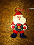 <add€€ Vintage Silvestri Whimsical Santa w/ Wreath 5” H Christmas Holiday Ornament Clay