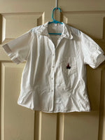 Vintage Girls Sz 8 Official CAMP FIRE Girls Scout White Button Down Short Sleeve Shirt Uniform