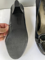 New Womens Madeline Stuart Paisley Size 7 Black Leather Slip On Pump High Heels Dress Shoes