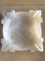 Vintage Mayan Aztec White Marble Onyx Ashtray Cigar Cigarette Ash Tray Imported