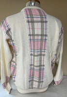 € New Mens Large LaMode Sportswear Golf Sweater Intarsia Pink Gray & Blue Plaid Long Sleeve NWT