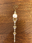 <€€ Vintage Hanging Gold Beaded Icicle Holiday Christmas Ornament