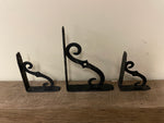 <€€ Vintage Set/3 Black Decorative Metal Wall Shelf Bracket