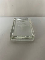 a** Vintage Clear Glass Monogrammed “M” Rectangular Paperweight