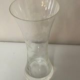 <€ Delicate Clear Glass 8” Bud Vase Etched Frosted Design Decor Damaged