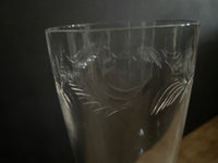 a* Single Etched Glass Wine Beer Glass 7” H x 3” Diameter