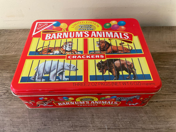 a** Vintage 1989 BARNUM’s ANIMALS Crackers Limited Edition Cookie Tin Nabisco Decorative Tin