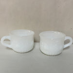 a** Pair/Set of 2 Milk Glass White Hostess Punch Bowl Cups Raised Fruits