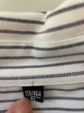 +* Mens XLarge Sz 41 EU Dress Shirt White with Purple & Black Pinstripe Button Down Long Sleeve