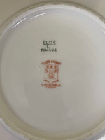 ~ Vintage Set/10 6” Saucers by Elite Works Limoges France White China with Gold Rim
