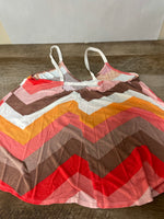 Womens Juniors WET SEAL Small Orange-Red-Brown Stripe Crop Top Hi Low