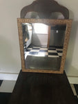 <€€ Gold Geometric Design Framed Dresser Mirror Vanity Tray