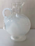 a** Vintage Milk Glass Whiskey Bottle Decanter White Jim Beam w/ Stopper Pressed Design