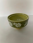 €¥ Vintage Green w/ White Daisies Sugar Bowl w/out Lid