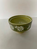 €¥ Vintage Green w/ White Daisies Sugar Bowl w/out Lid