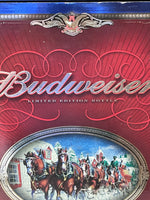 ~€ Vintage 2000 Budweiser Holiday Gift Set Limited Edition 4 Beer Glasses 1-Qt. Bottle Sealed
