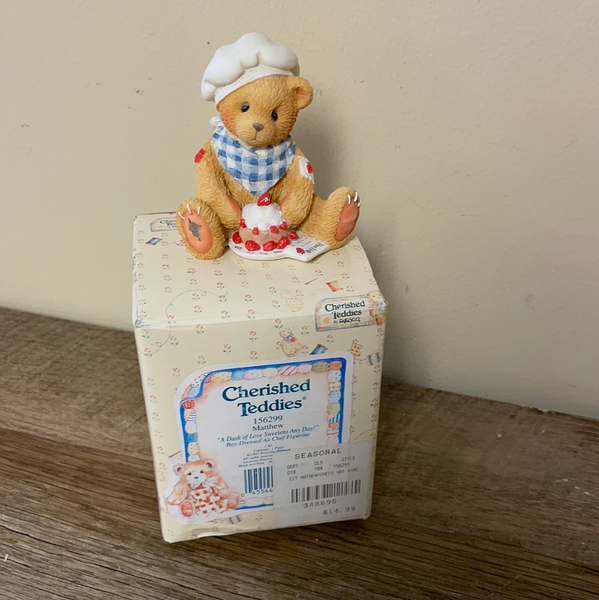 Vintage 1995 Cherished Teddies MATTHEW "A Dash of Love Sweetens Any Day!" 156299