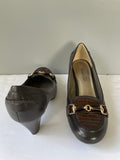 New Womens Madeline Stuart Paisley Size 7 Brown Leather Slip On Pump High Heels Dress Shoes