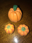 €¥ Set/3 Orange Pumpkins Autumn Fall Wood Resin