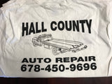 € New Mens Hall County AUTO REPAIR  Body Shop Tshirt Short Sleeve Heavy Cotton White Small Fruit of the Loom