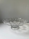 (L) <€€ Vintage Clear Frosted Pressed Glass Bowl Candle Holder Flowers Pedestal Base Scalloped Edge